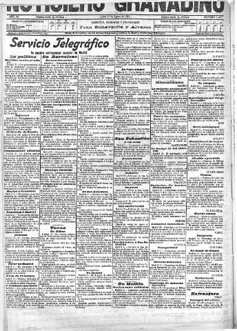 'Noticiero Granadino' - Año VII Número 2206  - 1910 Agosto 22
