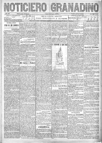 'Noticiero Granadino' - Año VII Número 2210  - 1910 Agosto 26