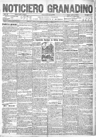 'Noticiero Granadino' - Año VII Número 2253  - 1910 Octubre 08