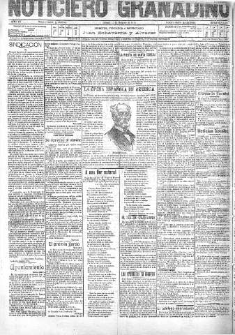 'Noticiero Granadino' - Año VII Número 2259  - 1910 Octubre 15