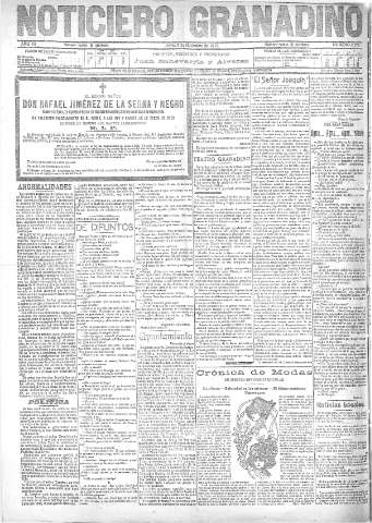 'Noticiero Granadino' - Año VII Número 2279  - 1910 Noviembre 03