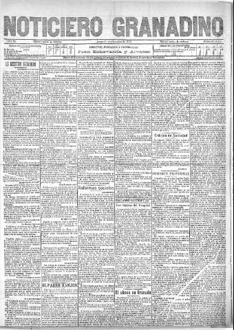 'Noticiero Granadino' - Año VII Número 2306  - 1910 Diciembre 01