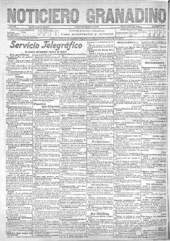 'Noticiero Granadino' - Año VII Número 2310  - 1910 Diciembre 05