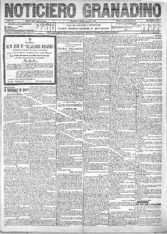 'Noticiero Granadino' - Año VII Número 2317  - 1910 Diciembre 11