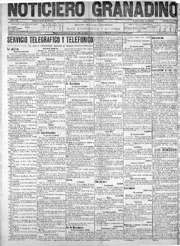 'Noticiero Granadino' - Año VIII Número 2533  - 1911 Julio 17