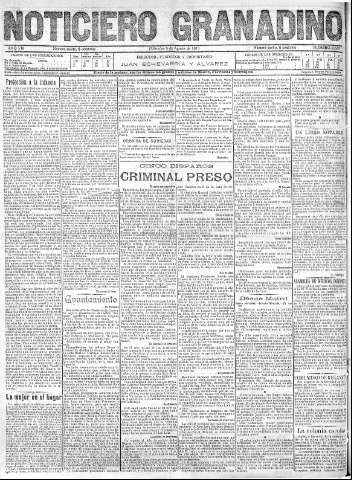 'Noticiero Granadino' - Año VIII Número 2556  - 1911 Agosto 09