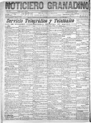 'Noticiero Granadino' - Año VIII Número 2603  - 1911 Septiembre 25