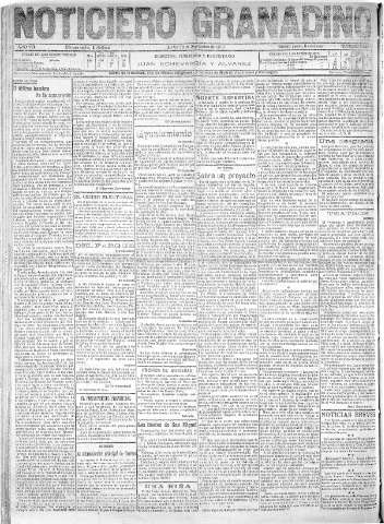 'Noticiero Granadino' - Año VIII Número 2606  - 1911 Septiembre 28
