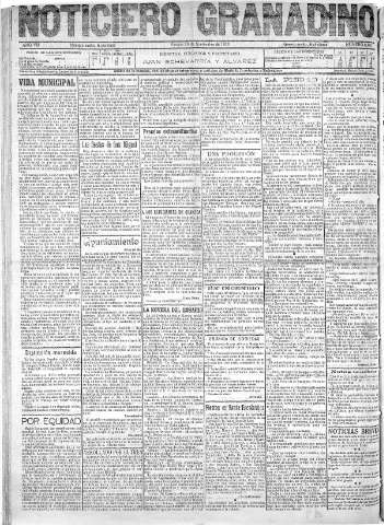 'Noticiero Granadino' - Año VIII Número 2607  - 1911 Septiembre 29