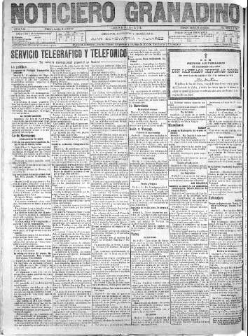 'Noticiero Granadino' - Año VIII Número 2617  - 1911 Octubre 09