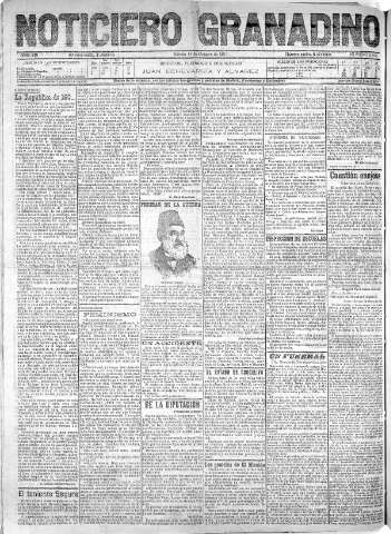 'Noticiero Granadino' - Año VIII Número 2622  - 1911 Octubre 14