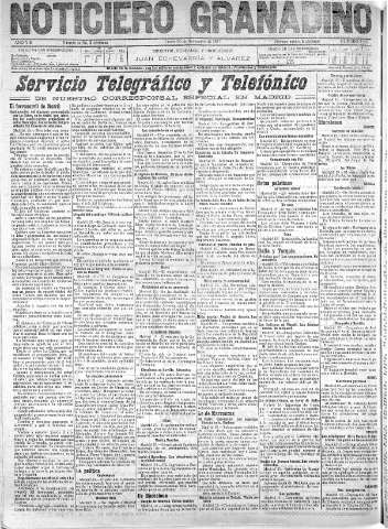 'Noticiero Granadino' - Año VIII Número 2659  - 1911 Noviembre 20