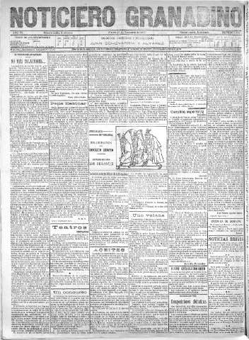 'Noticiero Granadino' - Año VIII Número 2660  - 1911 Noviembre 21