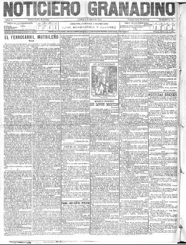 'Noticiero Granadino' - Año IX Número 2706  - 1912 Enero 07