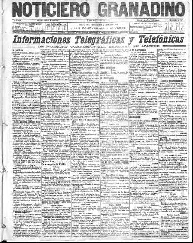 'Noticiero Granadino' - Año IX Número 2707  - 1912 Enero 08
