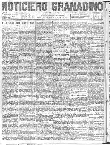 'Noticiero Granadino' - Año IX Número 2708  - 1912 Enero 09