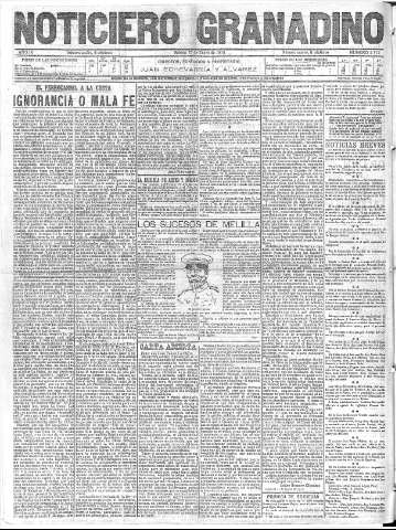 'Noticiero Granadino' - Año IX Número 2712  - 1912 Enero 13