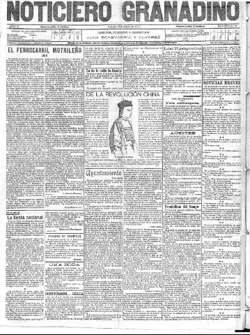 'Noticiero Granadino' - Año IX Número 2718  - 1912 Enero 19