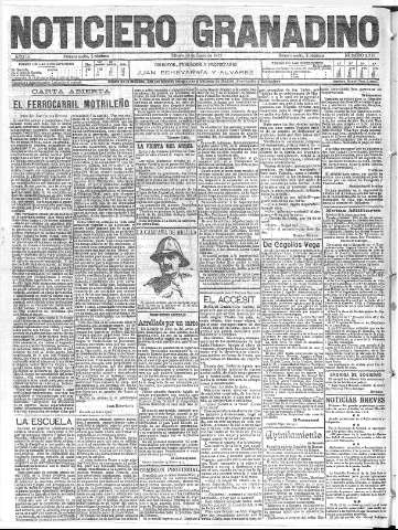 'Noticiero Granadino' - Año IX Número 2719  - 1912 Enero 20