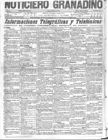 'Noticiero Granadino' - Año IX Número 2721  - 1912 Enero 22