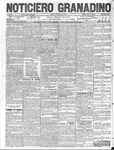 'Noticiero Granadino' - Año IX Número 2747  - 1912 Febrero 17