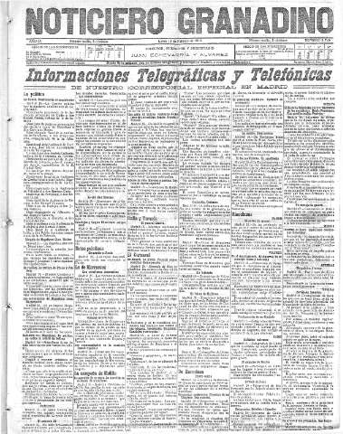'Noticiero Granadino' - Año IX Número 2749  - 1912 Febrero 19