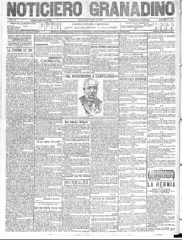 'Noticiero Granadino' - Año IX Número 2750  - 1912 Febrero 20