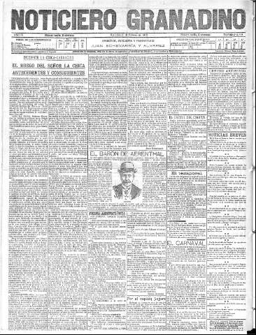'Noticiero Granadino' - Año IX Número 2751  - 1912 Febrero 21