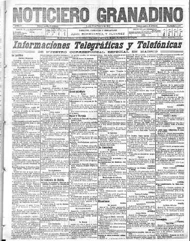 'Noticiero Granadino' - Año IX Número 2756  - 1912 Febrero 26