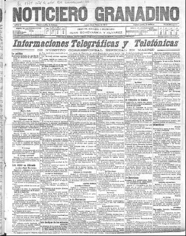 'Noticiero Granadino' - Año IX Número 2777  - 1912 Marzo 18