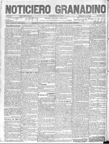 'Noticiero Granadino' - Año IX Número 2789  - 1912 Marzo 30