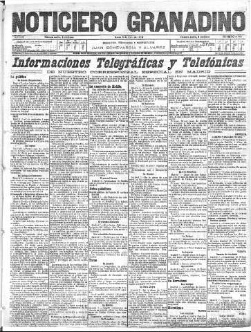 'Noticiero Granadino' - Año IX Número 2798  - 1912 Abril 09