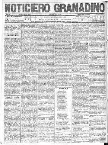 'Noticiero Granadino' - Año IX Número 2827  - 1912 Mayo 09