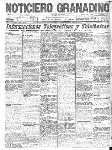 'Noticiero Granadino' - Año IX Número 2831  - 1912 Mayo 13