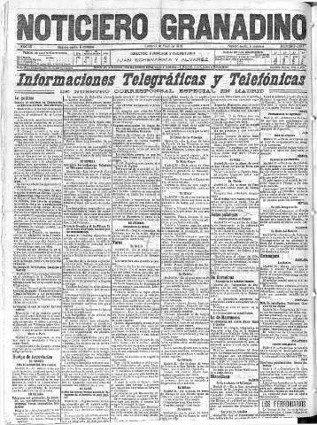 'Noticiero Granadino' - Año IX Número 2845  - 1912 Mayo 27