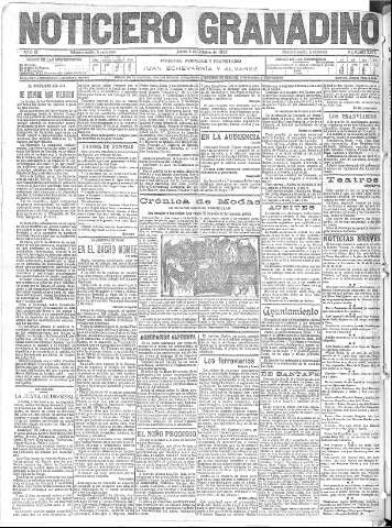 'Noticiero Granadino' - Año IX Número 2973  - 1912 Octubre 03