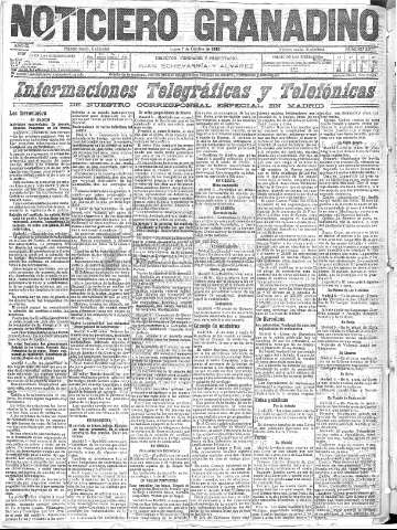 'Noticiero Granadino' - Año IX Número 2978  - 1912 Octubre 08