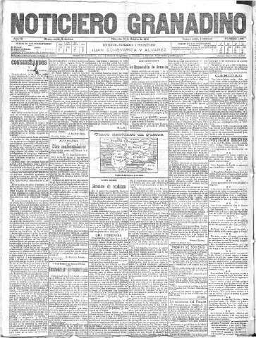 'Noticiero Granadino' - Año IX Número 3000  - 1912 Octubre 30