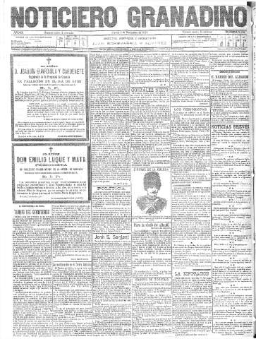 'Noticiero Granadino' - Año IX Número 3006  - 1912 Noviembre 05