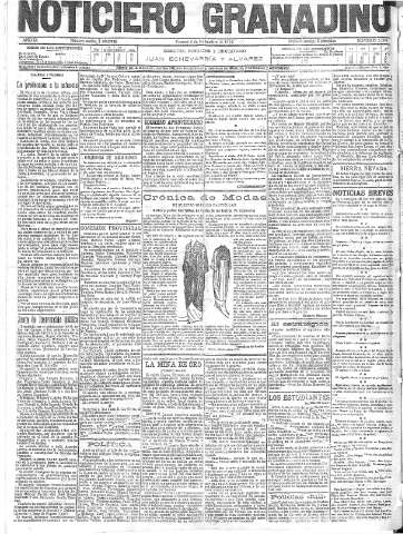 'Noticiero Granadino' - Año IX Número 3009  - 1912 Noviembre 08