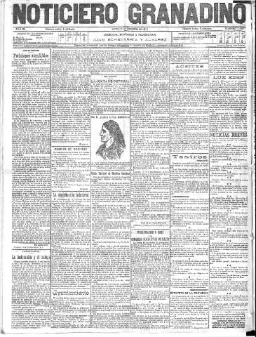 'Noticiero Granadino' - Año IX Número 3029  - 1912 Noviembre 28
