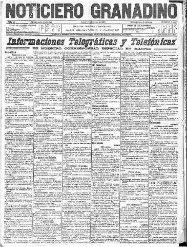 'Noticiero Granadino' - Año IX Número 3033  - 1912 Diciembre 02