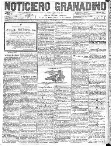 'Noticiero Granadino' - Año IX Número 3041  - 1912 Diciembre 10
