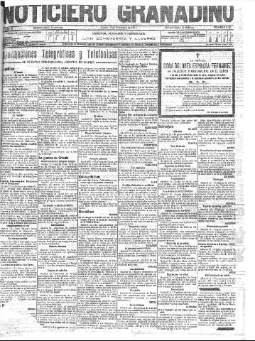 'Noticiero Granadino' - Año IX Número 3047  - 1912 Diciembre 16