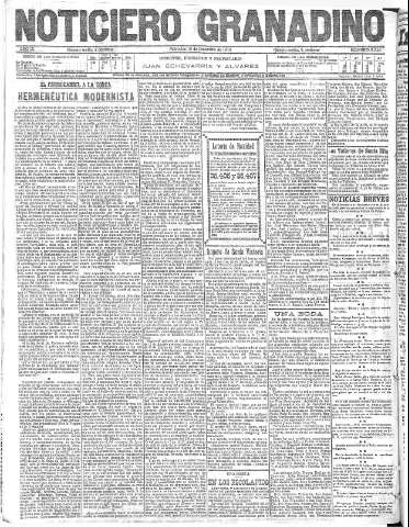'Noticiero Granadino' - Año IX Número 3049  - 1912 Diciembre 18