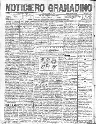 'Noticiero Granadino' - Año X Número 3159  - 1913 Abril 09