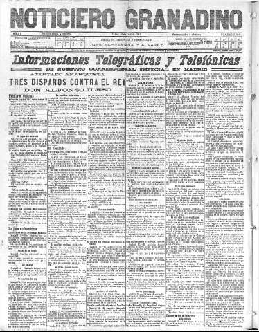 'Noticiero Granadino' - Año X Número 3165  - 1913 Abril 15