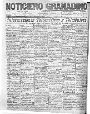 'Noticiero Granadino' - Año XI Número 3456  - 1914 Febrero 02