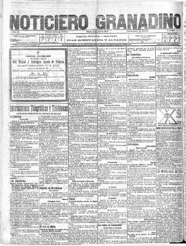 'Noticiero Granadino' - Año XI Número 3613  - 1914 Julio 13