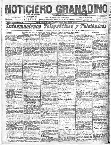 'Noticiero Granadino' - Año XI Número 3620  - 1914 Julio 20